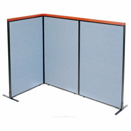 INTERION BY GLOBAL INDUSTRIAL Interion Deluxe Freestanding 3-Panel Corner Room Divider, 36-1/4inW x 61-1/2inH Panels, Blue 695079BL